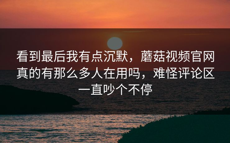 看到最后我有点沉默，蘑菇视频官网真的有那么多人在用吗，难怪评论区一直吵个不停