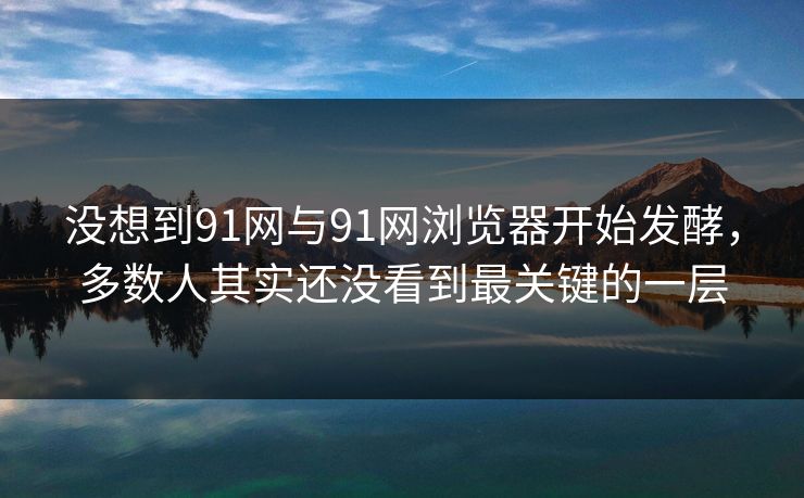 没想到91网与91网浏览器开始发酵，多数人其实还没看到最关键的一层
