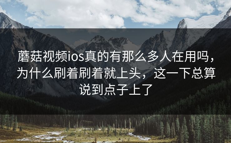 蘑菇视频ios真的有那么多人在用吗，为什么刷着刷着就上头，这一下总算说到点子上了