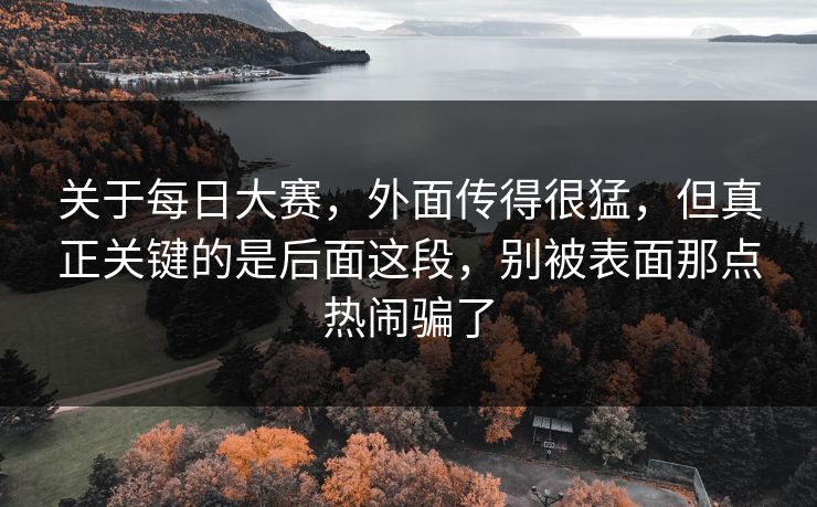 关于每日大赛，外面传得很猛，但真正关键的是后面这段，别被表面那点热闹骗了