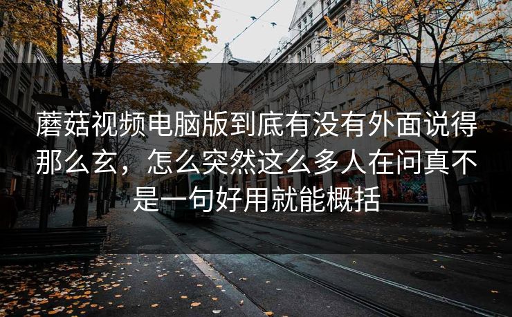 蘑菇视频电脑版到底有没有外面说得那么玄，怎么突然这么多人在问真不是一句好用就能概括