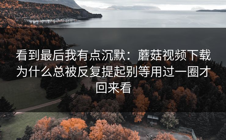 看到最后我有点沉默：蘑菇视频下载为什么总被反复提起别等用过一圈才回来看