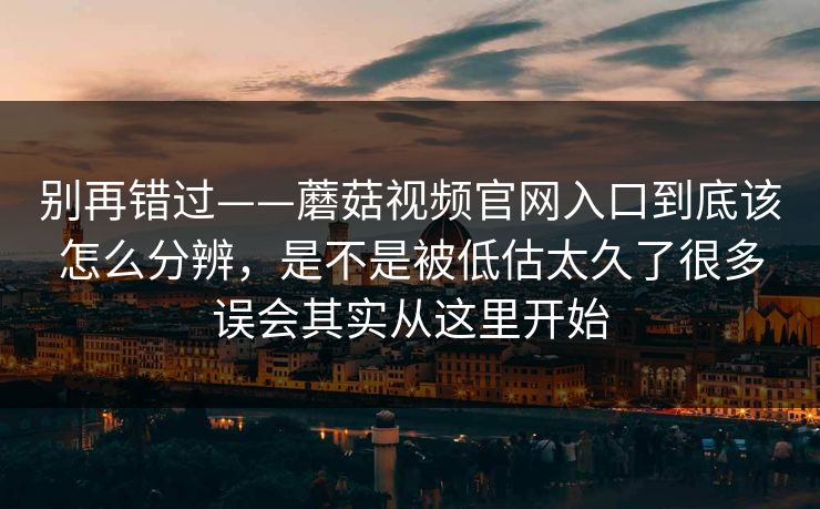 别再错过——蘑菇视频官网入口到底该怎么分辨，是不是被低估太久了很多误会其实从这里开始