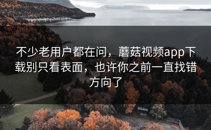 不少老用户都在问，蘑菇视频app下载别只看表面，也许你之前一直找错方向了