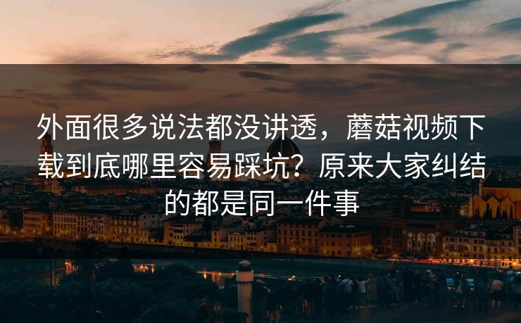 外面很多说法都没讲透，蘑菇视频下载到底哪里容易踩坑？原来大家纠结的都是同一件事