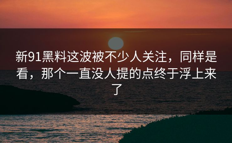 新91黑料这波被不少人关注,同样是看,那个一直没人提的点终于浮上来了 新91黑料这波被不少人关注,同样是看,那个一直没人提的点终于浮上来了