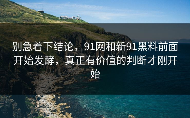 别急着下结论，91网和新91黑料前面开始发酵，真正有价值的判断才刚开始