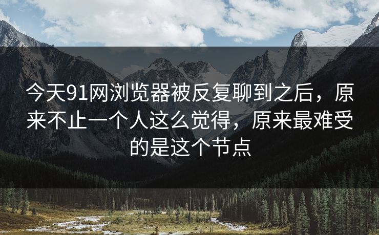 今天91网浏览器被反复聊到之后，原来不止一个人这么觉得，原来最难受的是这个节点
